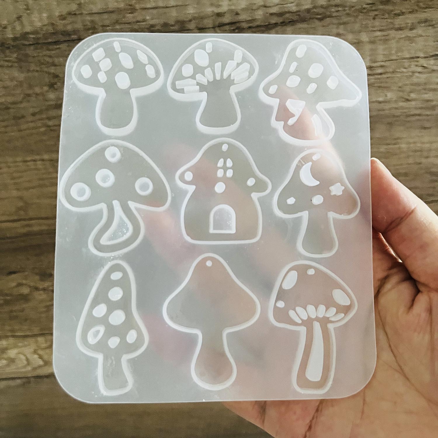 Resin Art Acrylic - متعدد نمط الفطر القرط قلادة مع