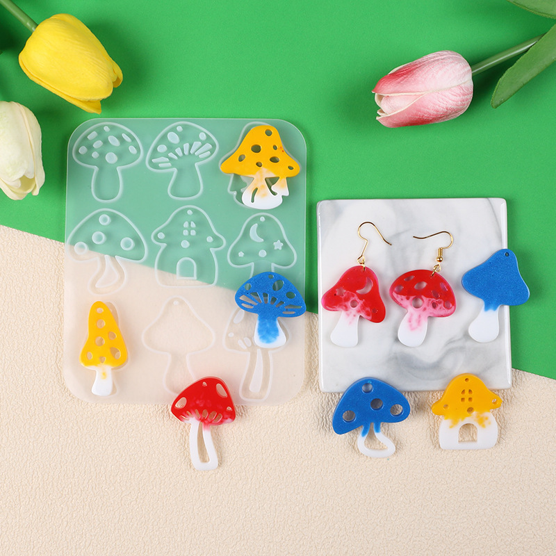 متعدد نمط الفطر القرط قلادة مع - مراجعة Resin Art Acrylic وسعره